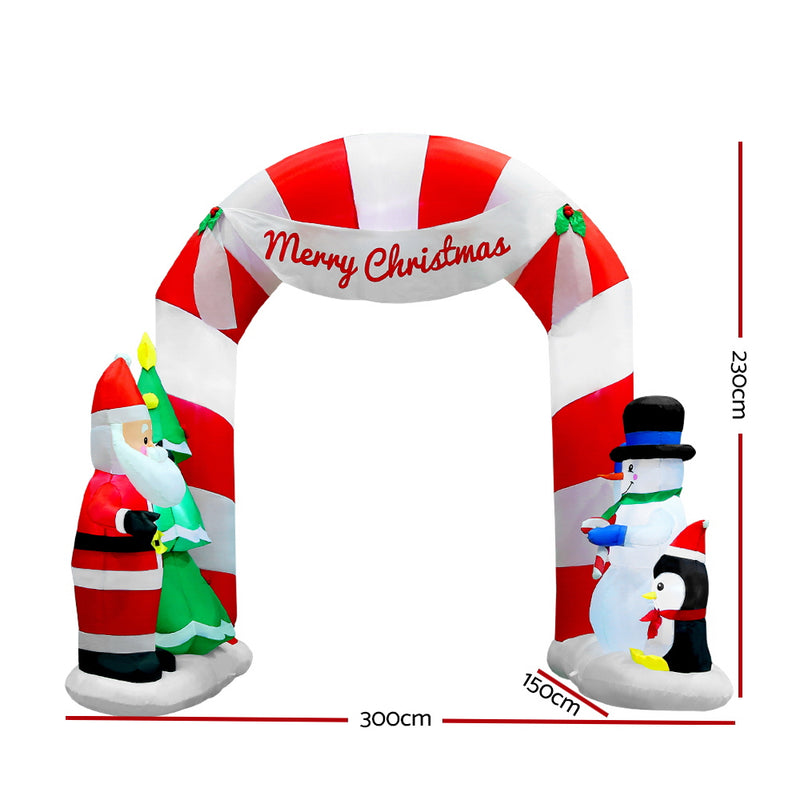 3M Christmas Inflatable Archway with Santa Xmas Decor LED