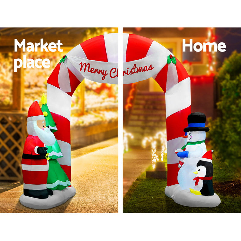 3M Christmas Inflatable Archway with Santa Xmas Decor LED