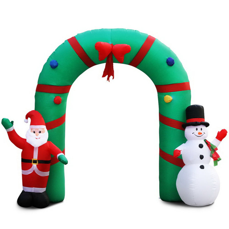 2.8M Christmas Inflatable Giant Arch Way Santa Snowman Light Decor