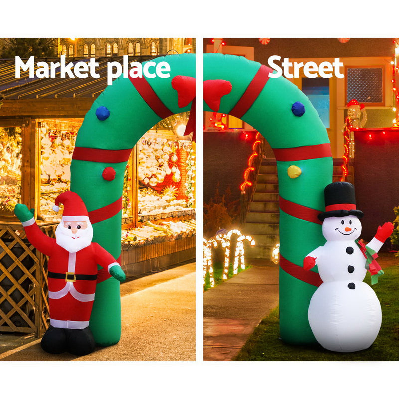 2.8M Christmas Inflatable Giant Arch Way Santa Snowman Light Decor