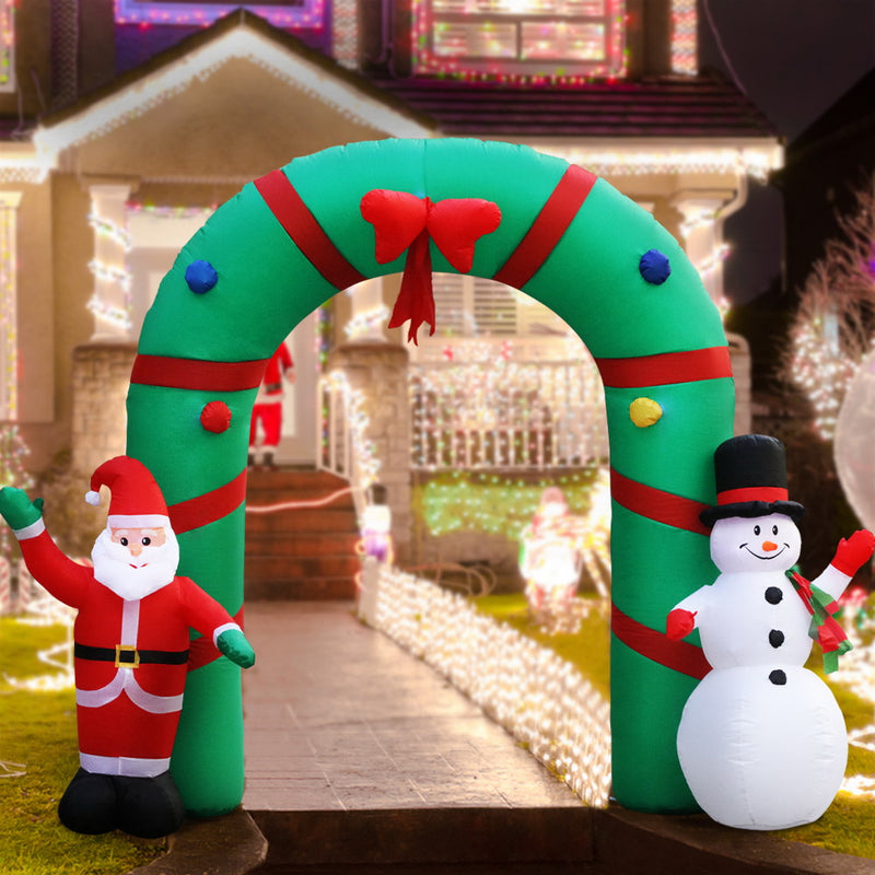 2.8M Christmas Inflatable Giant Arch Way Santa Snowman Light Decor