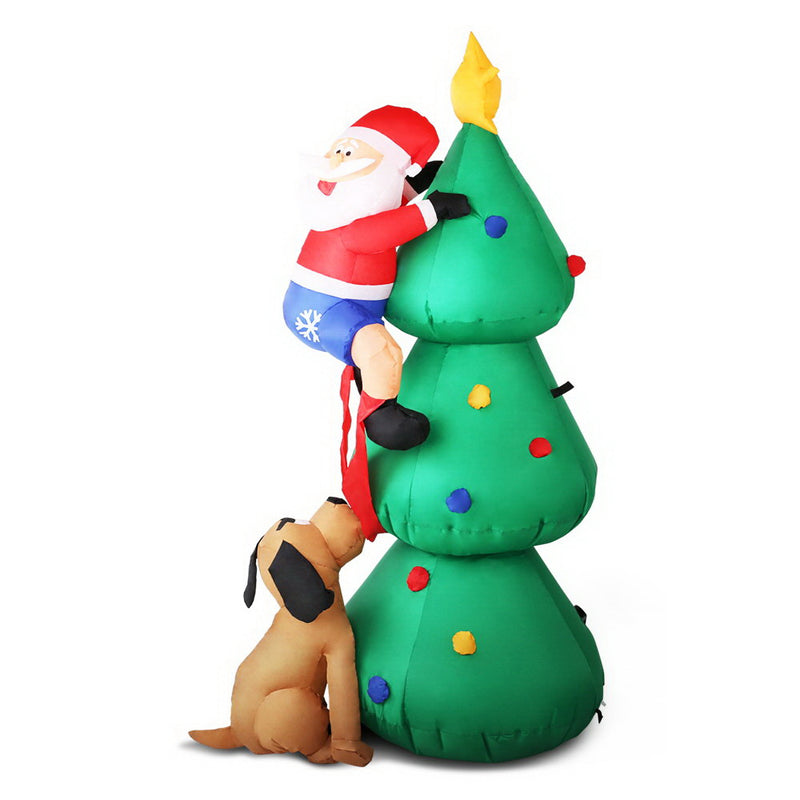 1.8M Christmas Inflatable Santa on Tree Lights Xmas Decor Airblown