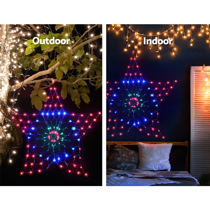 Christmas Lights Motif LED Star Net Waterproof Outdoor Colourful