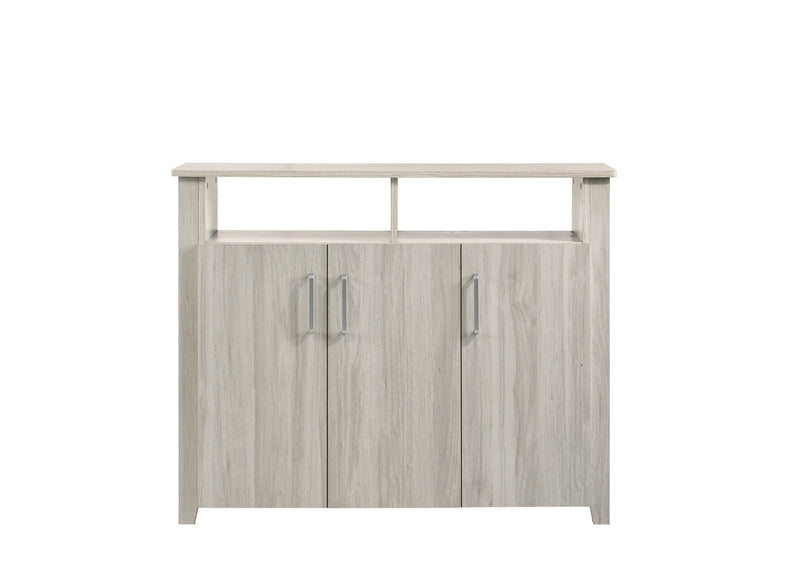 3 Door Large Shoe Cabinet With Shelf In White Oak