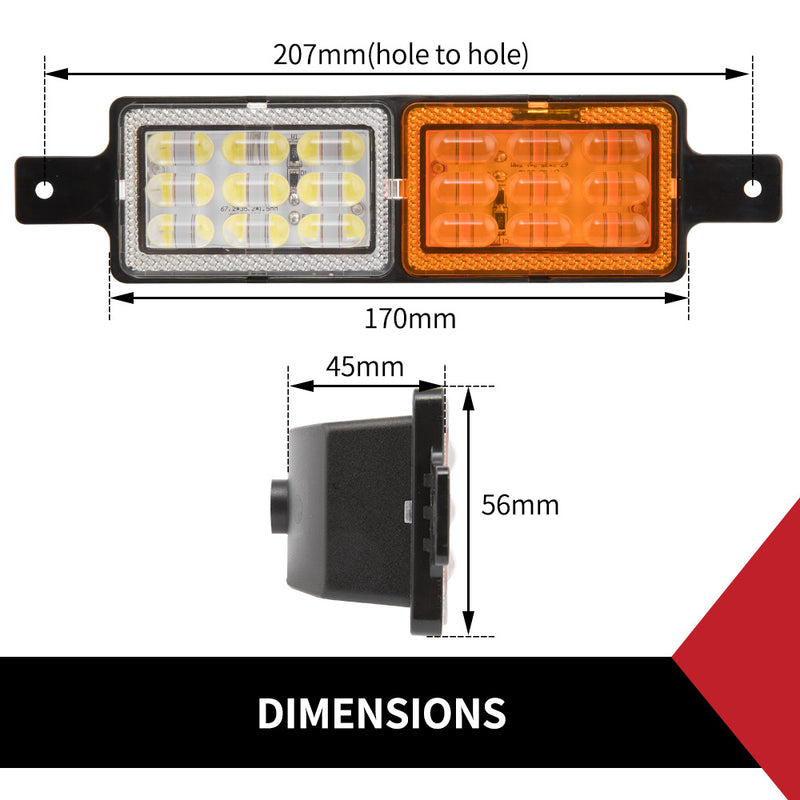 2x Sealed LED Bullbar Indicators & Parking Lights Lamp Submersible 4x4 4WD 12V