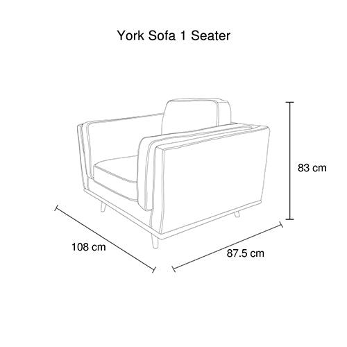 1 Seater Stylish Leatherette Brown York Sofa