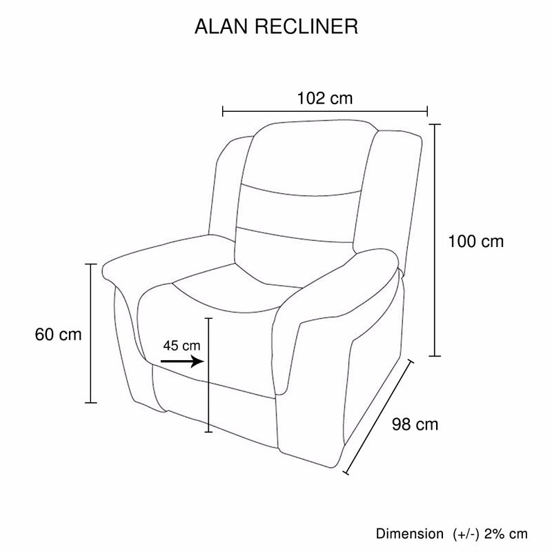 Alan Recliner Bonded Leather -1R -BLACK