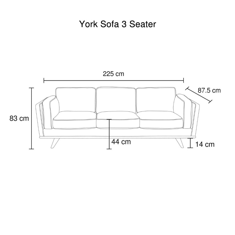 York Sofa 3 Seater Beige