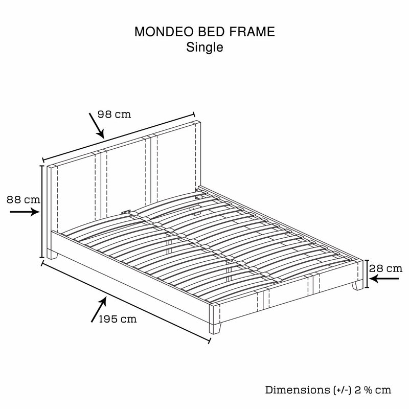 Mondeo PU Leather Single Black Bed