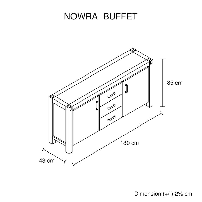 NOWRA Buffet Oak 3 Drawer