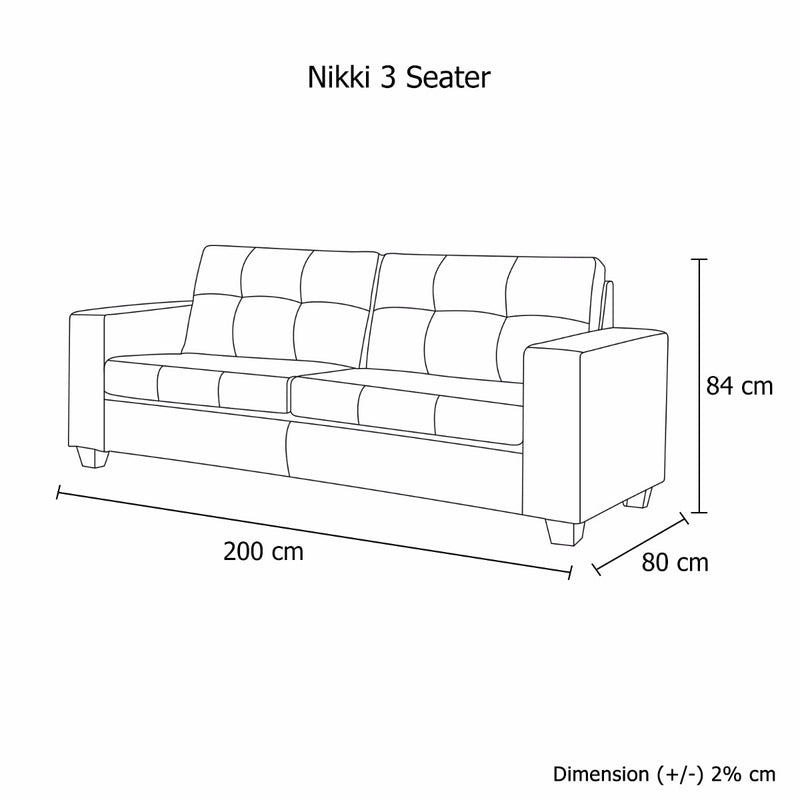 Nikki Sofa Black 3 Seater