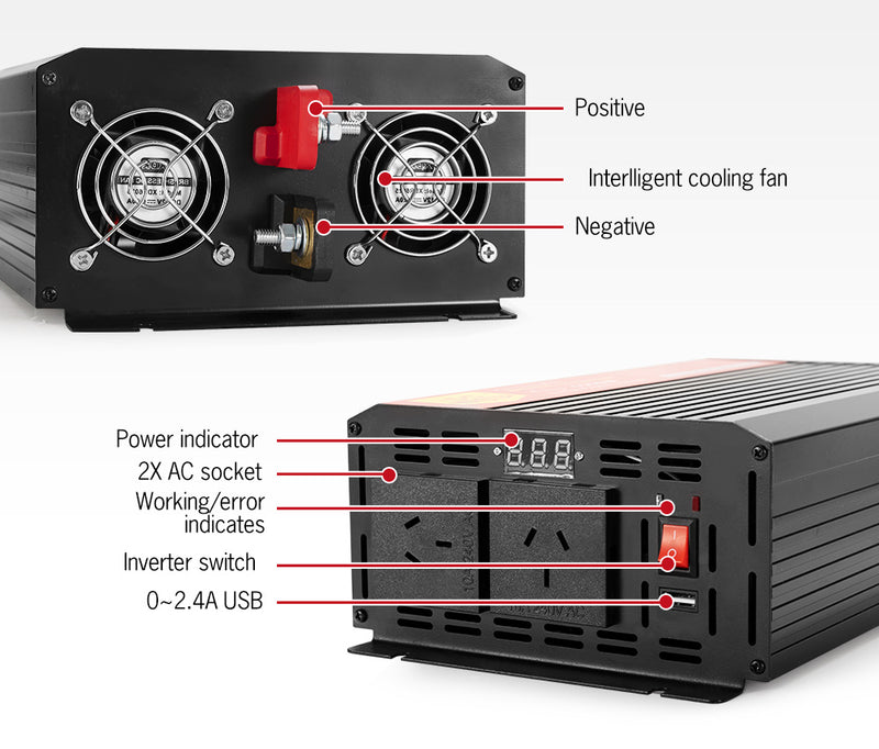 Pure Sine Wave 3000w Max 6000w 12v-240v Power Inverter Car Caravan Camping Boat