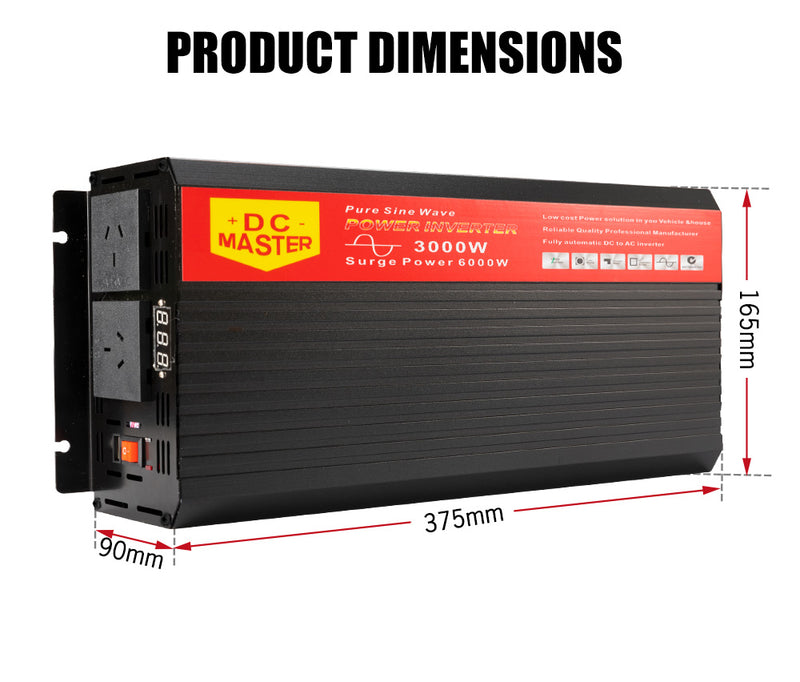 Pure Sine Wave 3000w Max 6000w 12v-240v Power Inverter Car Caravan Camping Boat