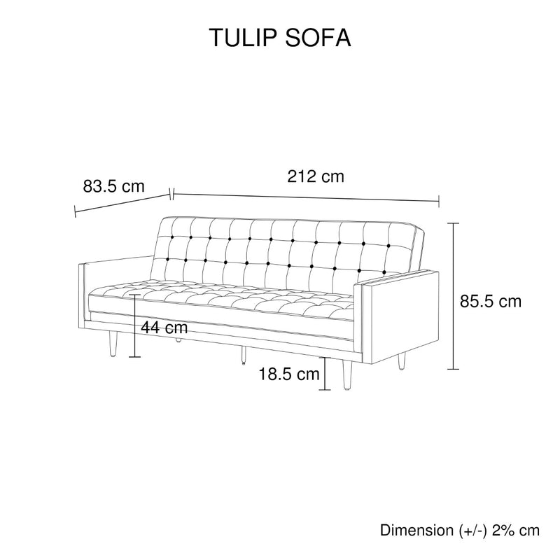 Tulip 3 Seater Sofa Bed Grey