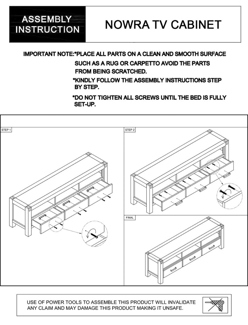 Nowra 3 Drawer Large Tv Unit