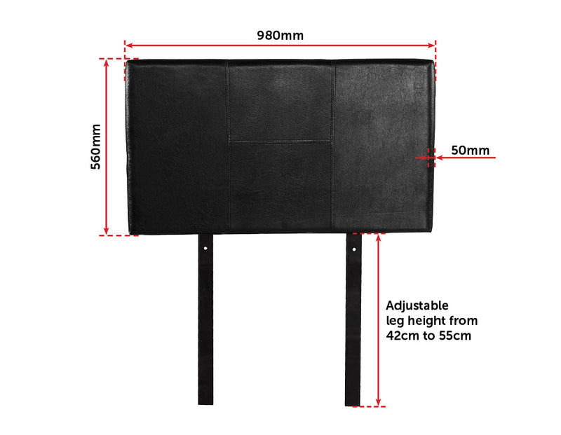 PU Leather Single Bed Headboard Bedhead - Black