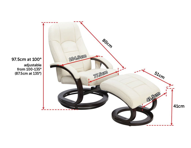 PU Leather Massage Chair Recliner Ottoman Lounge Remote