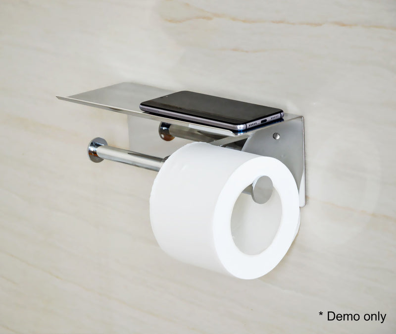 Stainless Steel Double Toilet Paper Holder Towel Roll Tissue Rack Storage Shelf