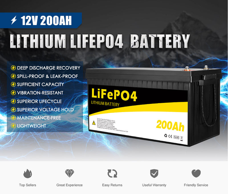 12V 200Ah Lithium Battery LiFePO4 Phosphate Deep Cycle AGM Rechargeable Replace