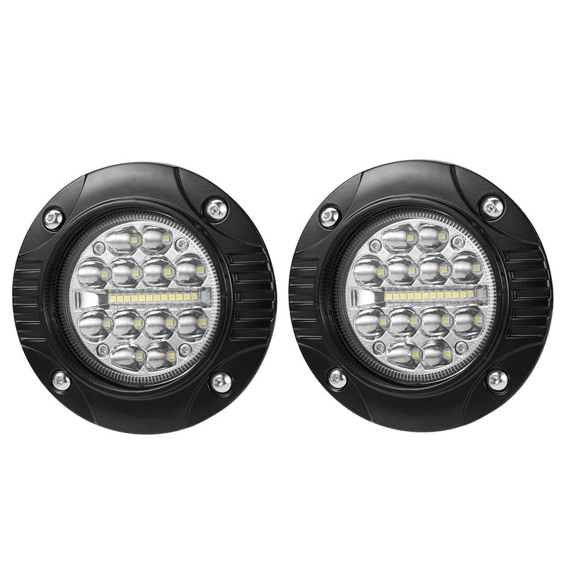 2x 5inch Cree Flush Mount LED Work Light Bar Combo Reverse Round Fog Lamp 4WD